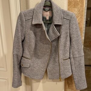 Banana Republic Wool-Blend Gray Zip Moto Jacket